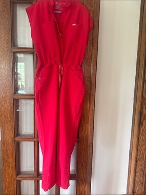 FIGS Bright Red Zip-Front Utility Jumpsuit